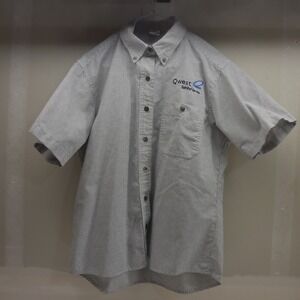 VF Solutions Qwest Spirit of Service Pinstripe Work Shirt Mens Medium Blue White